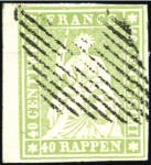 Stamp of Switzerland / Schweiz » Sitzende Helvetia Ungezähnt » 1856-57 Berner Druck (II) Zusammenstellung verschiedener Nuancen des Berner Druck