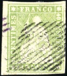 Stamp of Switzerland / Schweiz » Sitzende Helvetia Ungezähnt » 1856-57 Berner Druck (II) Zusammenstellung verschiedener Nuancen des Berner Druck