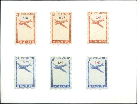Stamp of Colonies françaises » Réunion 1938 Poste Aérienne, les 4 valeurs en 6 essais de 
