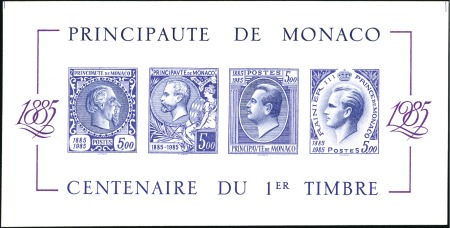 Stamp of Colonies françaises » Monaco 1985 Centenaire du 1er timbre de Monaco, Bloc-feui