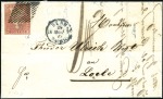 Stamp of Switzerland / Schweiz » Sitzende Helvetia Ungezähnt » Münchner Druck, 1. Auflage 15Rp karminrosa entwertet Raute