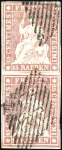 Stamp of Switzerland / Schweiz » Sitzende Helvetia Ungezähnt » 1854-55 Berner Druck (I) 15Rp rosa, senkr. Paar entwertet Raute