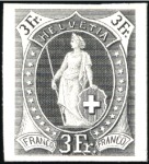 Stamp of Switzerland / Schweiz » Stehende Helvetia Druckproben, schwarzer Druck auf Karton