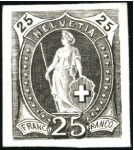 Stamp of Switzerland / Schweiz » Stehende Helvetia Druckproben, schwarzer Druck auf Karton