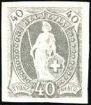 Stamp of Switzerland / Schweiz » Stehende Helvetia Farbprobe mit Kontrollzeichen und in Originalfarbe
