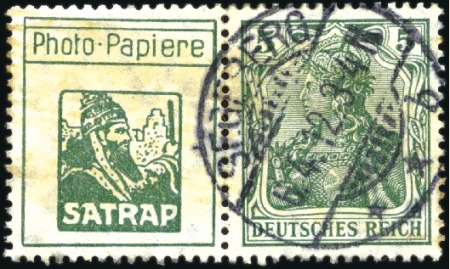 Stamp of Germany » German Empire 1905-13 Germania 5pfg green used se-tenant pair (5