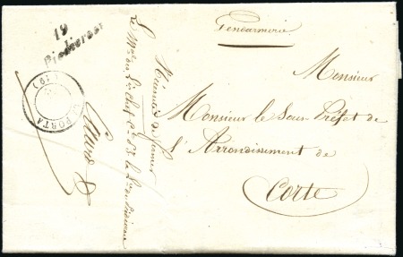 Stamp of France 1852 Lettre avec cursive "19 Piedicroce" pour le S