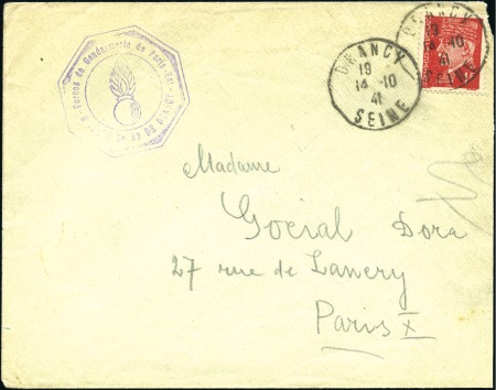 Stamp of France 1941 Lettre du Camp de Drancy avec 1F Pétain pour 