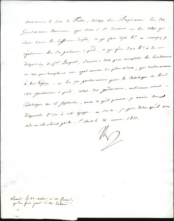 Stamp of France 1811 Lettre de Napoléon au Ministre de la guerre "
