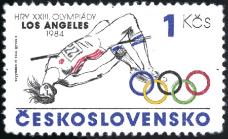 Stamp of Czechoslovakia 1984 Los Angeles Olympics unissued 1Kcs with inscr