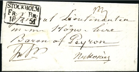 Stamp of Sweden 1851 Cover from Swedish Consulate in Paris, sent t