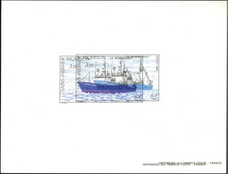 Stamp of Colonies françaises » St. Pierre et Miquelon 1988 3F Bateau Le Marmouset, épreuve de luxe avec 