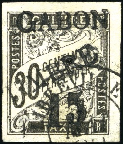 Stamp of Colonies françaises » Gabon GABON Yv. 12 obl., belles marges, TB, rare, signé,