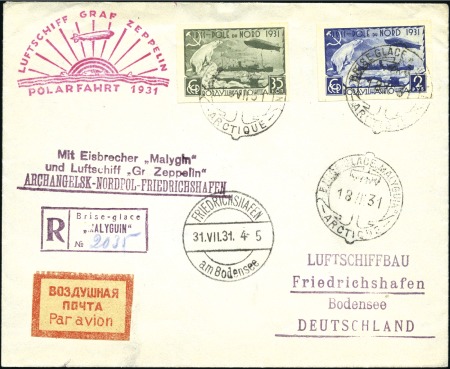 Stamp of Russia » Soviet Union 1931 ZEPPELIN / Malygin Polar trip: Registered air