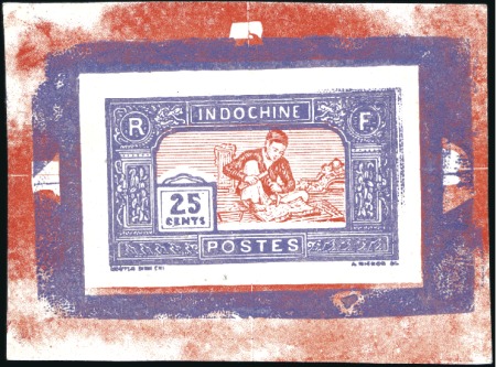 Stamp of Colonies françaises » Indochine 1927 Sculpteur sur bois, 5 épreuves d'atelier : 25