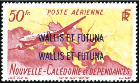 Stamp of Colonies françaises » Wallis et Futuna 1949 Poste aérienne 50F avec double surcharge WALL