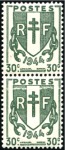 Stamp of France 1935-44, Impression sur raccord sur 50c Paix en bl