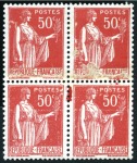 Stamp of France 1935-44, Impression sur raccord sur 50c Paix en bl