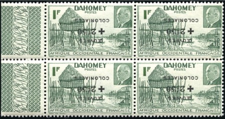 Stamp of Colonies françaises » Dahomey 1944 Oeuvres coloniales, surcharge renversée 2F50 