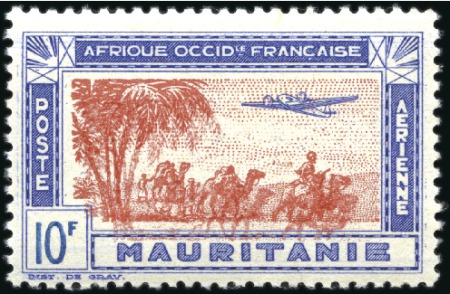 Stamp of Mauretania 1942 Poste aérienne 10F avec variété centre doublé