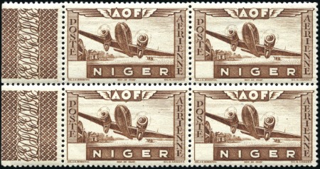 Stamp of Colonies françaises » Niger 1942 Poste aérienne 1F variété sans la valeur faci