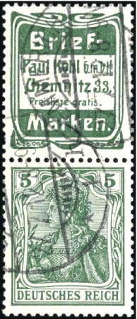 Stamp of Germany » German Empire 1905-13 Germania 5pfg green used se-tenant vertica