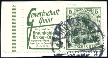 Stamp of Germany » German Empire 1905-13 Germania 5pfg green used se-tenant horizon