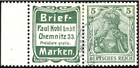 Stamp of Germany » German Empire 1905-13 Germania 5pfg green used se-tenant vertica