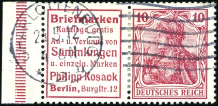 Stamp of Germany » German Empire 1905-13 Germania 10pfg red used se-tenant vertical