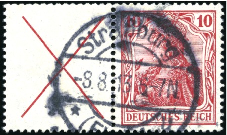 Stamp of Germany » German Empire 1905-13 Germania 10pfg red used se-tenant pair (5p