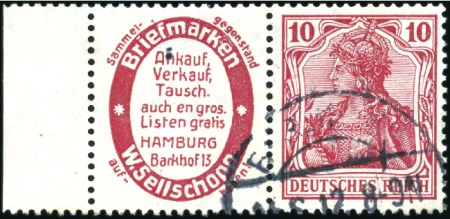 Stamp of Germany » German Empire 1905-13 Germania 10pfg red used se-tenant vertical