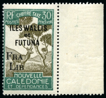 Stamp of Colonies françaises » Wallis et Futuna 1943 Taxe 30c vert et gris-olive, avec variété sur