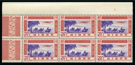 Stamp of Colonies françaises » Niger 1942 Poste aérienne, 10F et 20F avec variété DOUBL