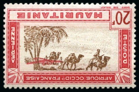 Stamp of Mauretania 1942 Poste aérienne, 20F avec variété CENTRE RENVE