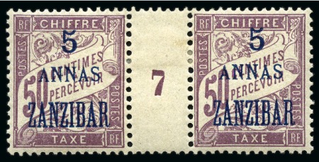 Stamp of Colonies françaises » Zanzibar (Poste française) Taxe 1897 Série complète en paire avec Millésime, 
