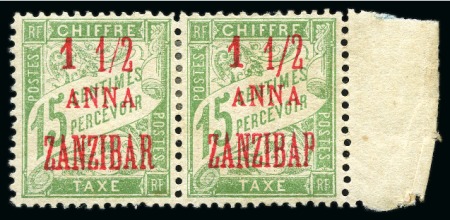 Stamp of Colonies françaises » Zanzibar (Poste française) Taxe 1897 1 1/2a sur 15c, Lot de 3 variétés avec "