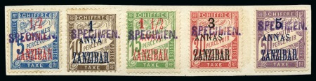 Stamp of Colonies françaises » Zanzibar (Poste française) Taxe 1897 Série complète sur fragment avec surch. 