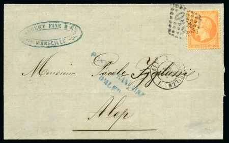 Stamp of France 1862 40c orange obl. GC 2240 de Marseille 02.07.18