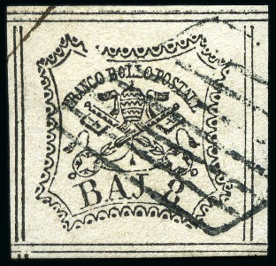 Stamp of Italian States » Papal States 1852 8b White, huge margins all around showing all