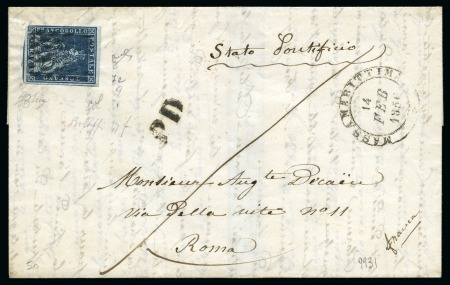 Stamp of Italian States » Tuscany 1851-52 6cr Indigo on grey, good to large margins 