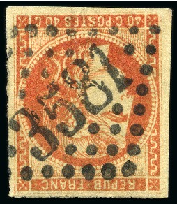 Stamp of France 40c rouge sang foncé, obl. GC 3581, TB, cert. Roum