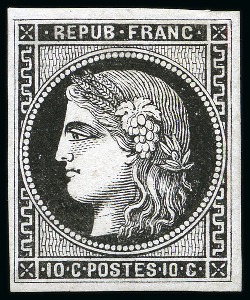 Stamp of France Epreuve du 10c Bordeaux en noir d'une grande fines