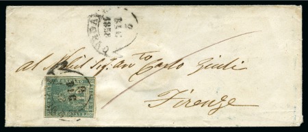 Stamp of Italian States » Tuscany 1857 2cr Blue-green on grey, very good margins all