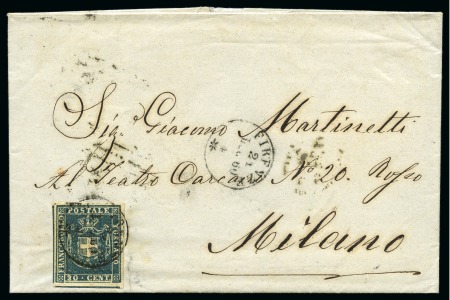 Stamp of Italian States » Tuscany 1860 20c Blue, wonderful strong shade and with hug