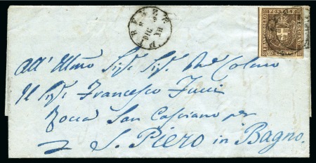 Stamp of Italian States » Tuscany 1860 10c Chocolate brown, large margins all around