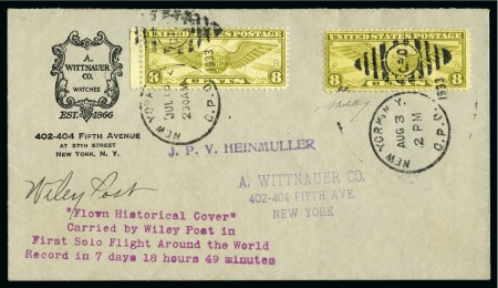 Stamp of United States 1933 (15 July) Wiley Post solo flight around the w