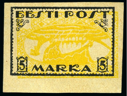 Stamp of Estonia 1919 Definitives Viking Boat 5M black showing vari