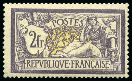 Stamp of France 1900 Merson 2F violet et jaune neuf, TB, signé Cal