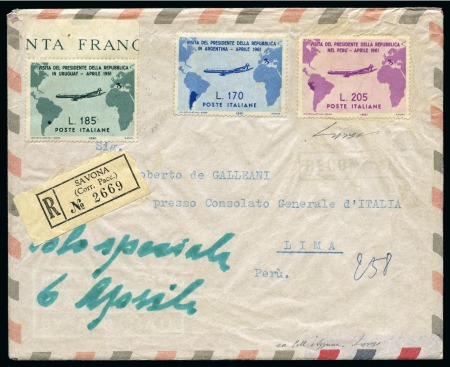 Stamp of Italy 1961 "Gronchi Rosa" together with 170L and 185L va