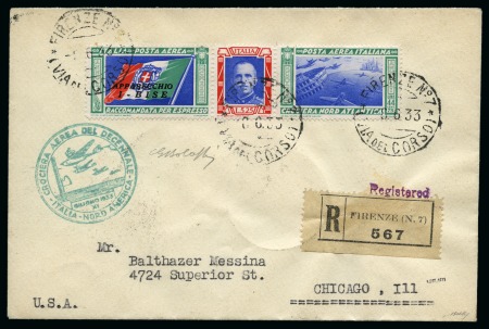 Stamp of Italy 1933 Balbo Transatlantic flight, I-BISE Triptych t